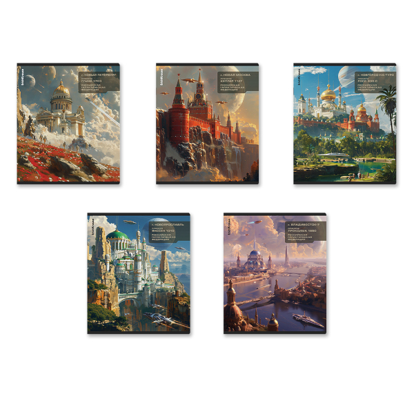 Тетрадь 48л А5+ клетка "Russian Galaxy" картон, ассорти 63298 Erich Krause