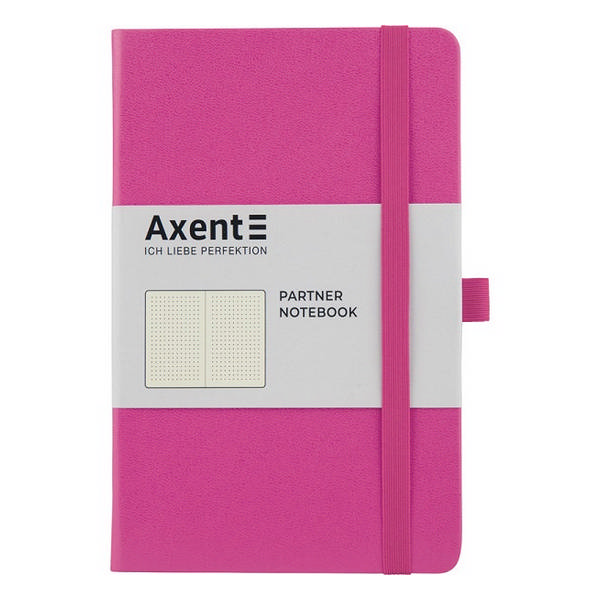 Записная книга А5- 96л "Partner" в точку, сшивка, тв.обл., иск.кожа, розовый 8306-10-A Axent