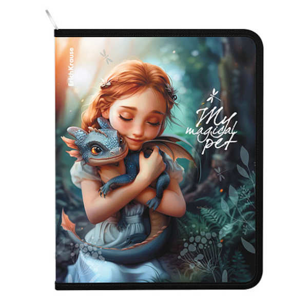 Папка для тетрадей А5+ 1отд., пластик, молния "Magic Pet" 63517 Erich krause