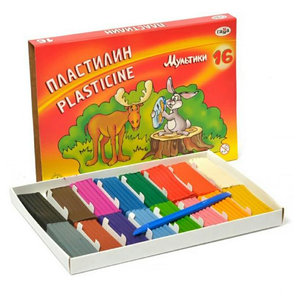 Пластилин Erich Krause "Basic" 18цв, 288г, классич., карт.уп., со стеком 61318