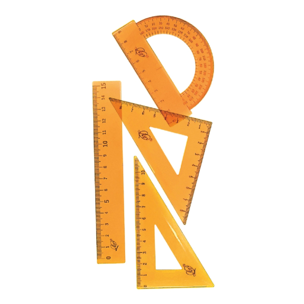 Геометрический набор 4предм.(линейка 15см, угольники 45° и 60°, транспортир) оранжев 33С 2198-08 Луч