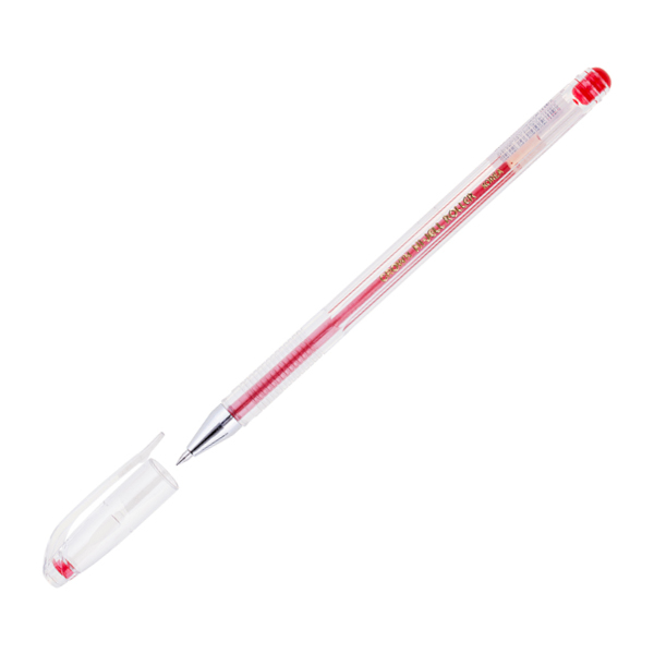 Ручка гелевая 0,5мм, красный, прозрач. корп. "Hi-Jell" HJR-500/HJR-500В Crown