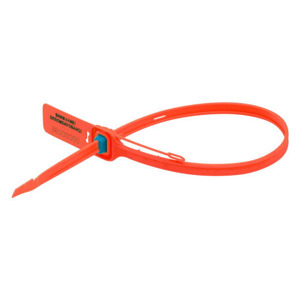 Пломба номерная пластиковая одноразовая (мешковая) ДРАКОН М (340мм), оранжевая, Аспломб 1шт