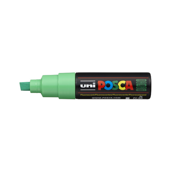 Маркер для графики на водн. основе UNI Posca PC-8K/флуоресцентно-зеленый/скошенный/ 8мм 149410