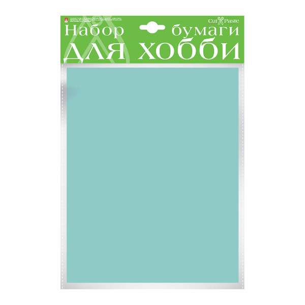 Бумага цветная крашенная в массе А4, 10л, 110г/м2, голубой 2-065/07 HOBBY TIME