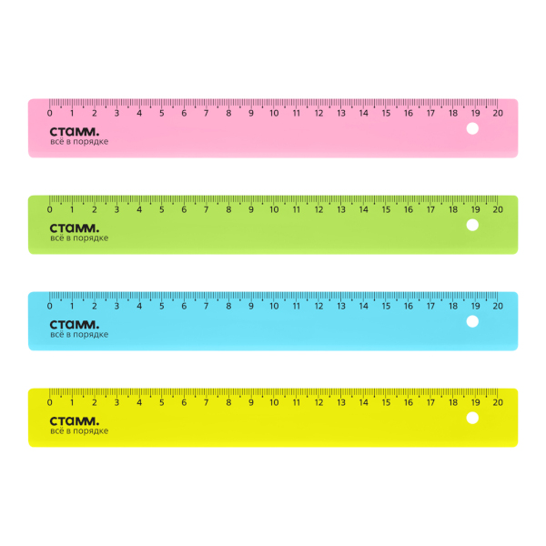 Линейка 20см, пластик, тонир. ассорти "Neon Crystal" ЛН12/ЛН110 СТАММ