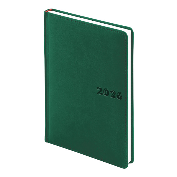 Ежедневник А5+ 2026 Bruno Visconti "Velvet" тв. обл., иск.кожа, т.-зеленый 3-123/24-26