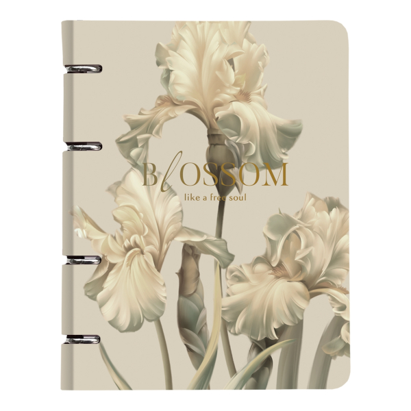 Тетрадь 80л А5+ клетка на кольцах "Blossom. Ирисы" картон, рисунок N6344 Be Smart