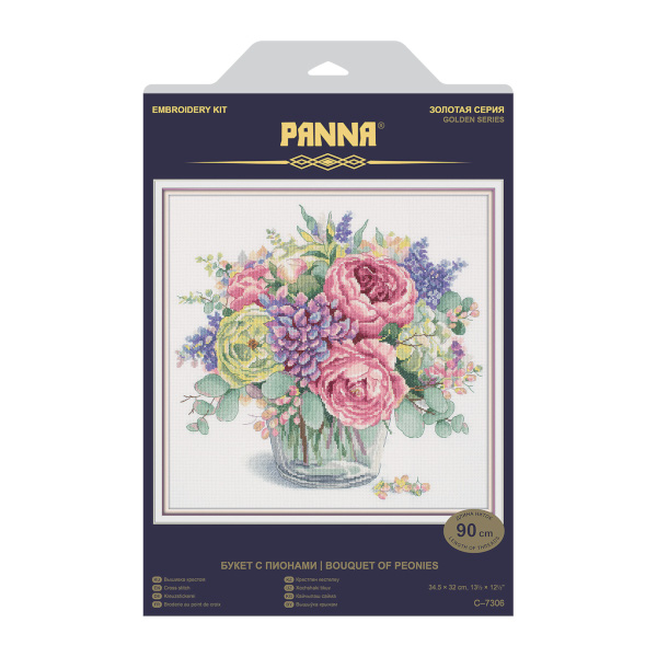 Набор для вышивания PANNA "Золотая серия. Букет с пионами" 32*34,5см C-7306