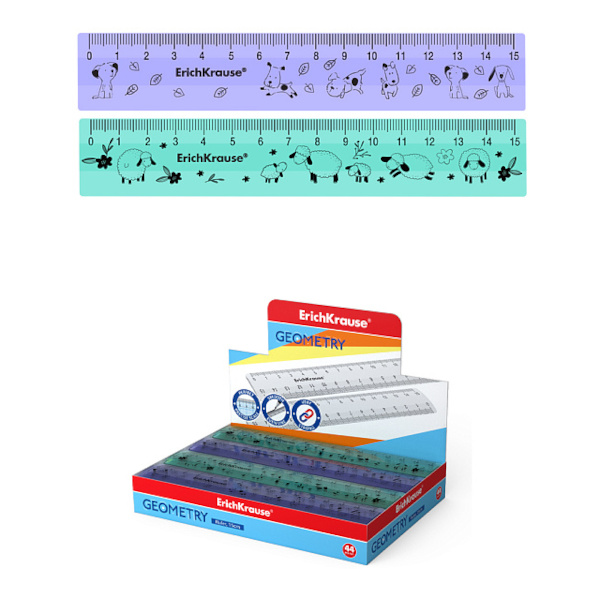 Линейка 15см "Pastel" пластик, ассорти 57819 Erich Krause