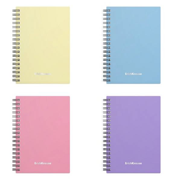 Блокнот А6 80л "Pastel" клетка, гребень, пластик.обл., ассорти 50161 Erich Krause