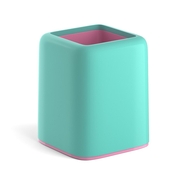 Подставка-стакан для пиш. прин. "Forte. Pastel" 8,5*8,5*10,4см, квадрат., пласт, мятный/роз 53688 EK