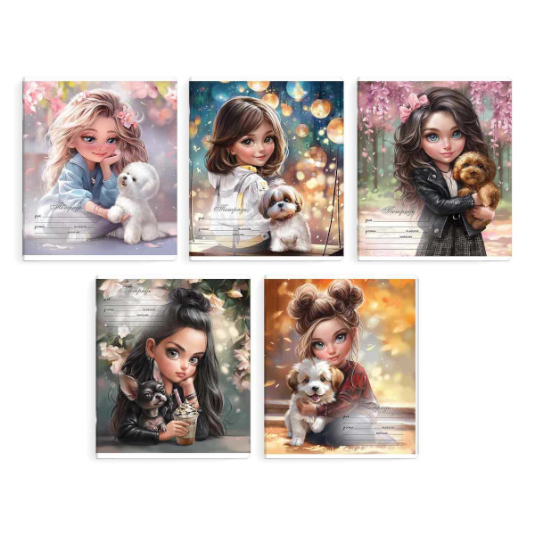 Тетрадь 12л А5+ клетка "Верные друзья" картон, ассорти 68519 Феникс+