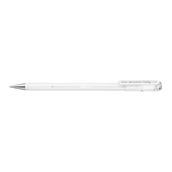 Ручка гелевая 0,8мм, белый, белый корп. "Hybrid Milky" K108-PW Pentel