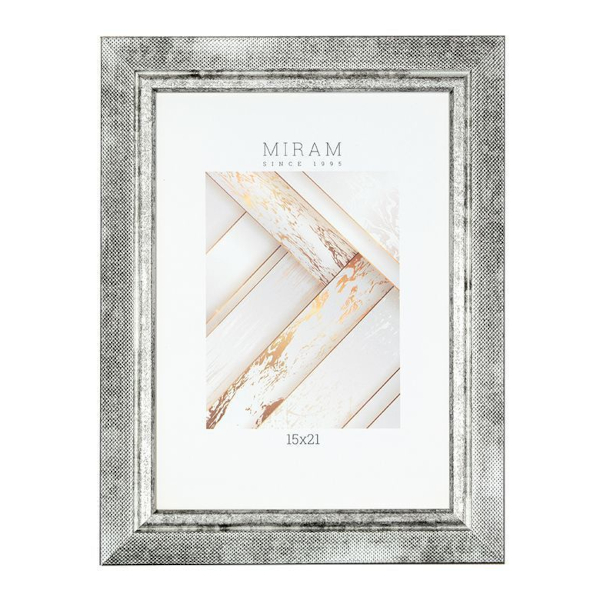 Фоторамка 15*21 пластик, багет 26мм, серебро, вставка пластик, ножка 646228-6 МИРАМ