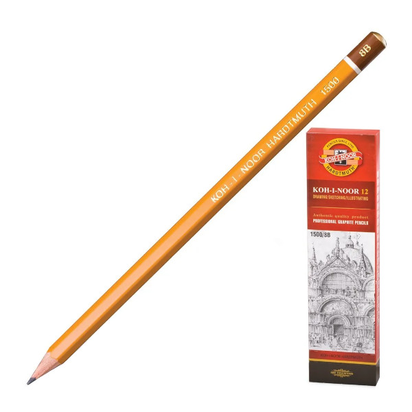 Карандаш ч/гр 8H, дерево, 6-гран., без ласт., желтый 1500 Koh-i-Noor