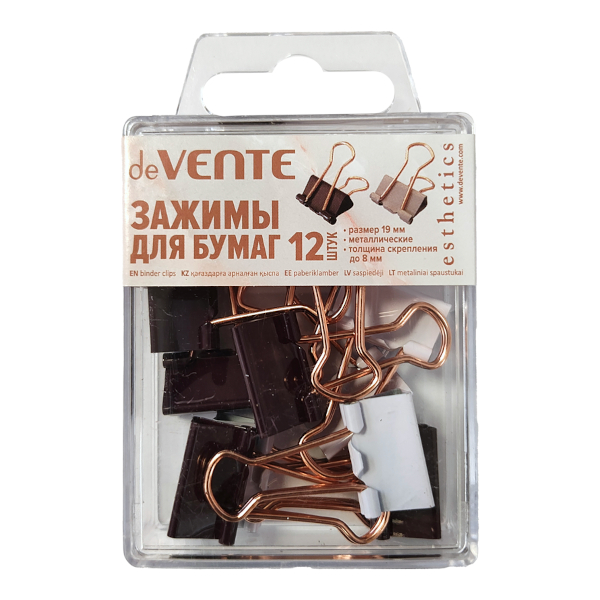 Зажим 19мм ассорти "Esthetics" 4131505 (1уп*12шт) deVENTE