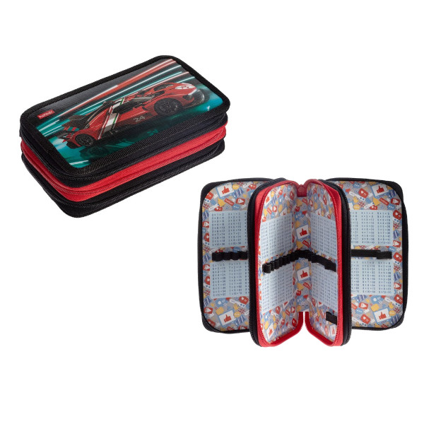 Пенал Hatber "Самый быстрый" 3отд., с табл.умножения 19*11см, на молнии NPn_48113