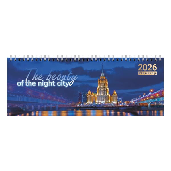 Планинг 2026г Lamark "Ночные огни" мягк.обл., гребень, картон, рисунок 92610