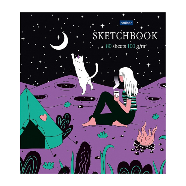 Блокнот Sketchbook А5 80л Hatber "Premium. Дотянуться до небес" офсет, скрыт. гребень 80Тт5Aгрз_2660