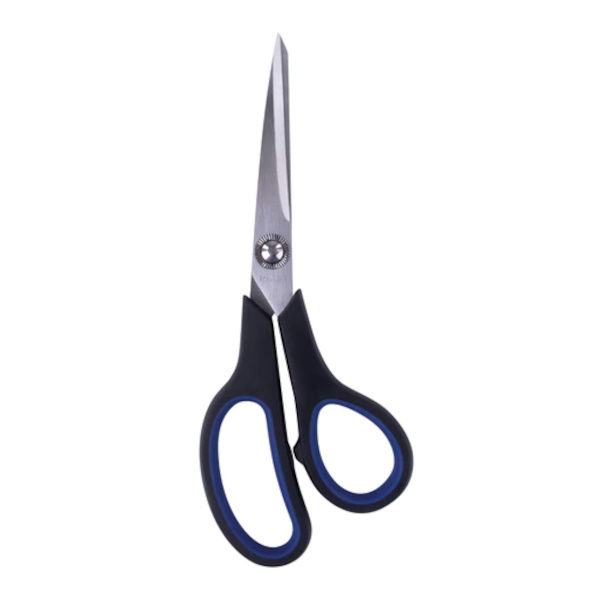 Ножницы 19см Brauberg "Soft Grip" асимметр., прорез., черный/синий 230762