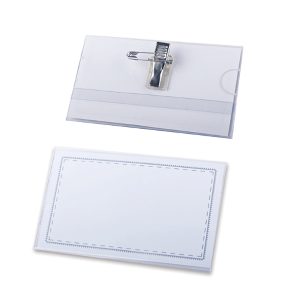 Бейдж 57*90мм горизонт., зажим/булавка, пластик, прозрач. 231903 Brauberg (1шт)