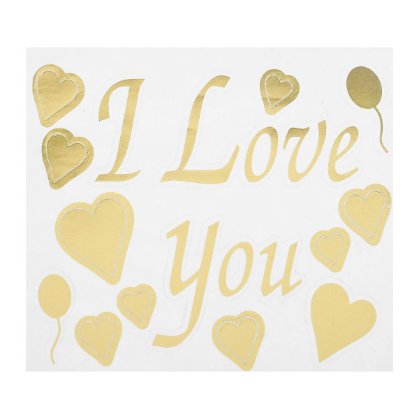 Наклейки на полимерные шары "Я тебя люблю", сердца, золотой, 4265829