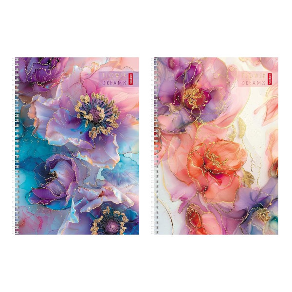 Тетрадь 96л А4 клетка/гребень "Цветочные сны" картон, ассорти, перф. 96Т4лофВ1гр Hatber