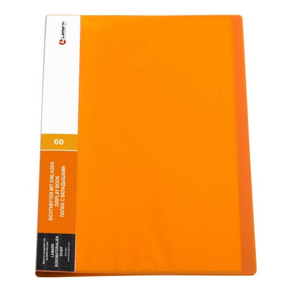 Папка 60 файлов А4, 40мм, 600мкм, карман корешок, оранжевая "Неон" DB0036-IMOR Lamark