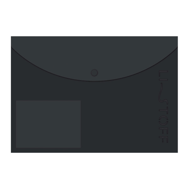 Папка-конверт на кнопке А4, 1отд., 180мкм, черный, 2 наклад.карм. "Style 3" ПКП40292 Listoff
