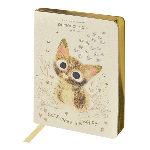 Ежедневник А6+ не дат Bruno Visconti "Милый котик" линейка, иск. кожа 3-742/09