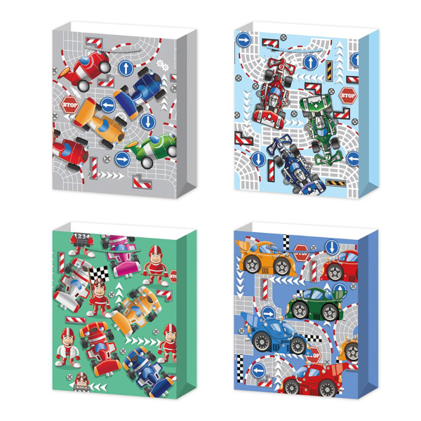 Пакет бумажный 32*26*10см "Машинки" ассорти M-8268 MAZARI ТМ