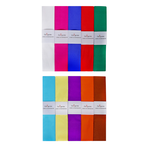 Набор бумаги крепированной 50*250см 10шт/10цв, 32г/м2, рулон "Базовые" 6534523 Calligrata
