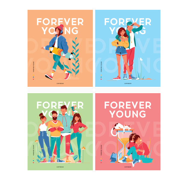 Тетрадь 96л А5 клетка "Стиль. Forever young" картон, ассорти Т96к_45907 ArtSpace