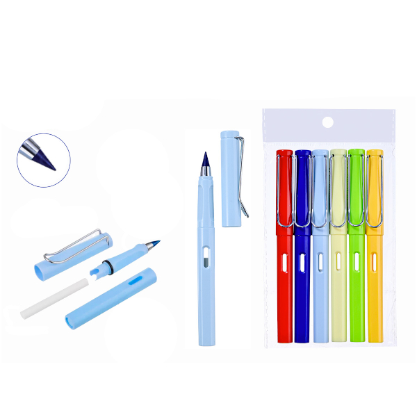 Карандаши вечные 6цв, пластик, круглые, ластик, пакет M-7070 MAZARI ТМ