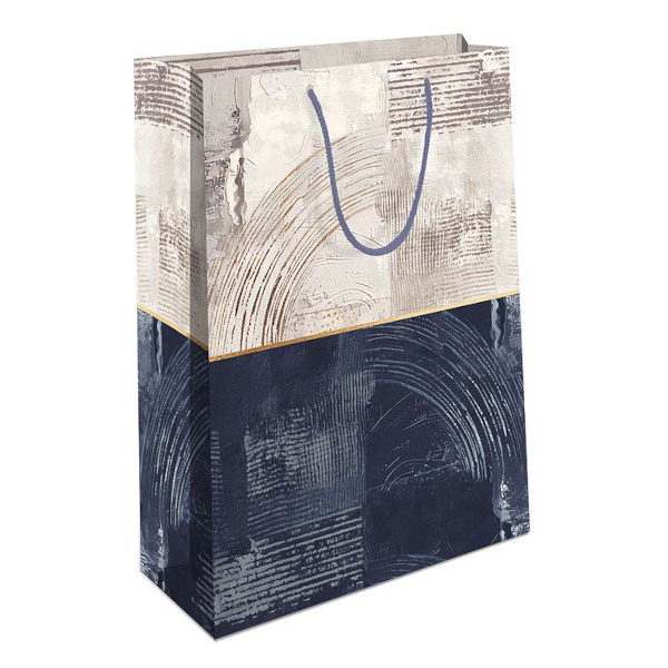 Пакет бумажный 14,5*11,5*6,5см "Пополам. Бежевый, синий" 0191.312 Арт Дизайн