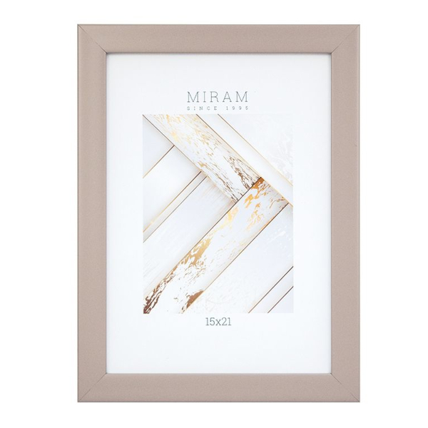 Фоторамка 15*21 пластик, багет 18мм, бежевый, вставка пластик, ножка 641840-6 МИРАМ