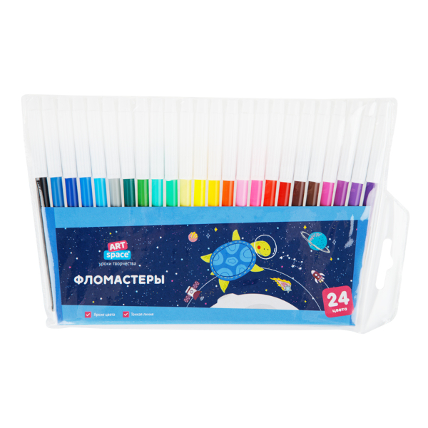 Фломастеры ArtSpace "Космические приключения" 24цв/24шт, ПВХ-чехол WCP24_26865