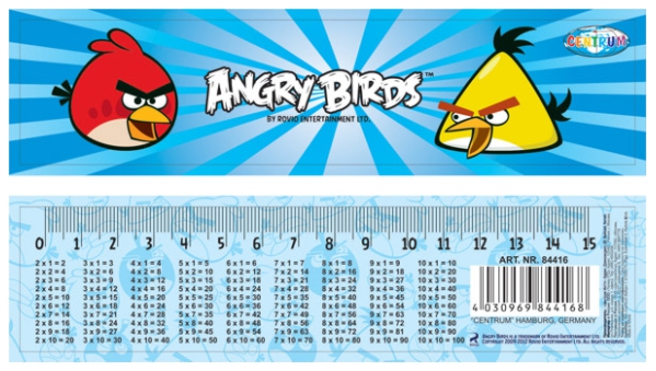 Закладка для книг с линейкой пластиковая "Angry Birds" Centrum 84416