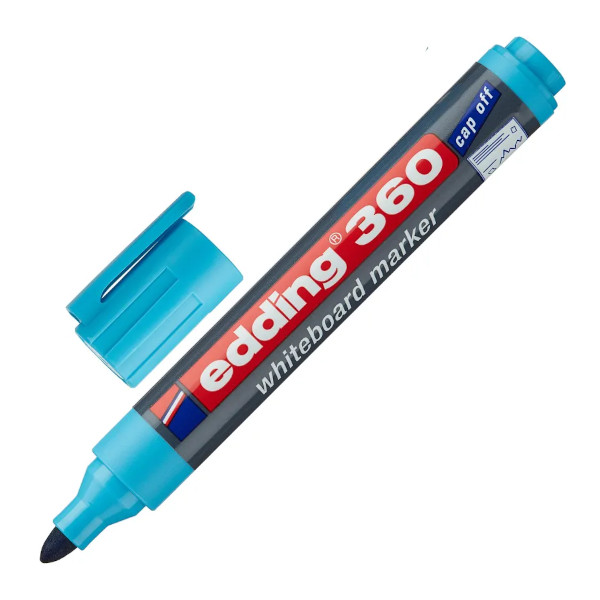 Маркер для доски 1,5-3мм, спирт.осн., пулевид, голубой, пластик. корп. 360/10 1183290 Edding