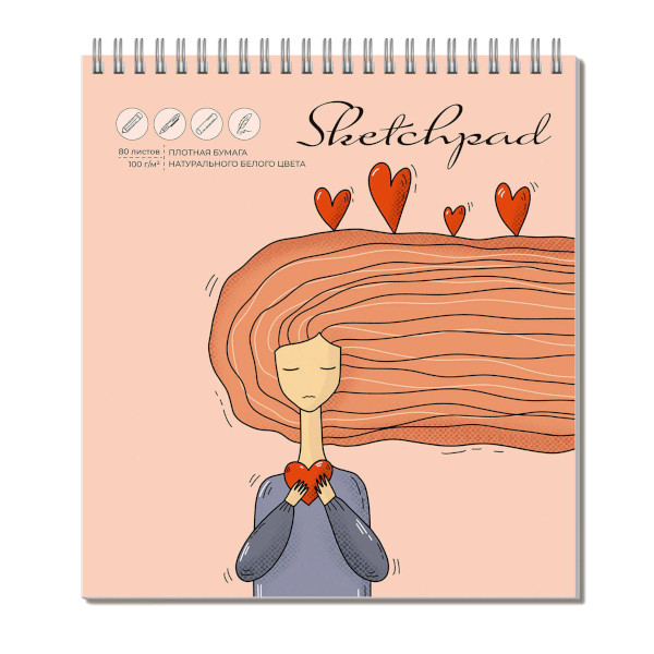 Скетчпад для графики и письма 155*180мм 80л, 100г/м2, гребень "Сладкие грезы" 62106 Феникс+