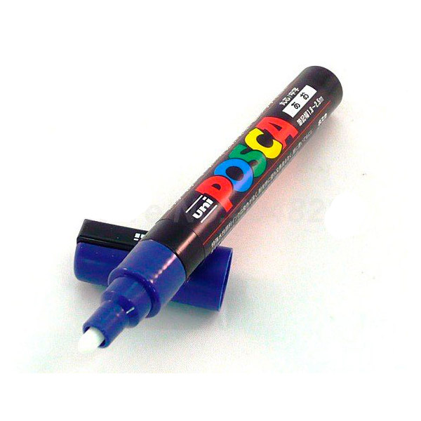 Маркер для графики на водн. основе UNI Posca PC-5M/синий/круглый/1,8-2,5мм 77368