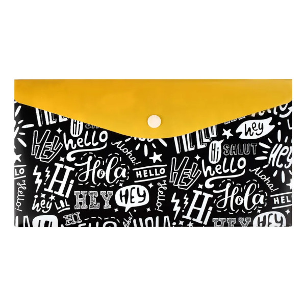 Папка-конверт на кнопке А5- (260*140мм), 1отд., 180мкм, рисунок "Привет" 59375 Феникс+