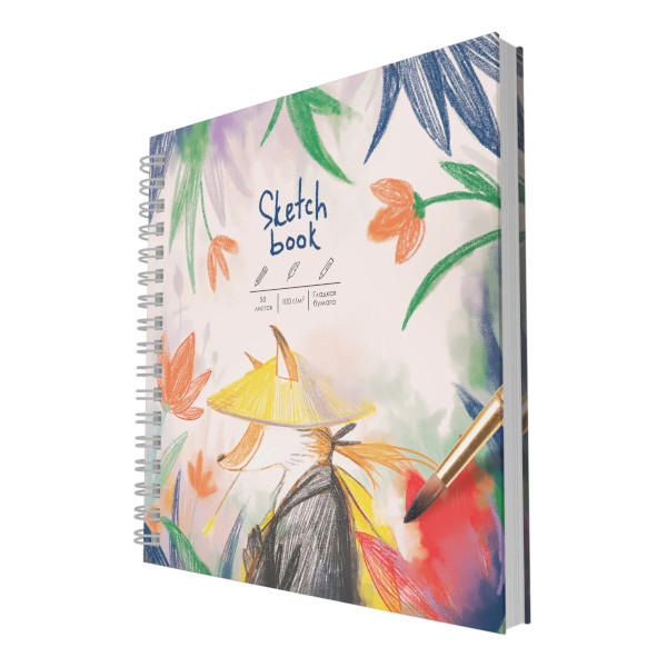 Скетчбук для графики и письма 165*165мм 50л, 100г/м2, гребень "Таинственный лис" ТС505447 Listoff