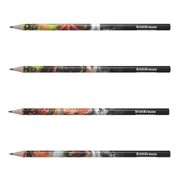 Карандаш ч/гр HB, пластик, круглый, без ласт., ассорти "Adrenaline Speed" 62773 Erich Krause