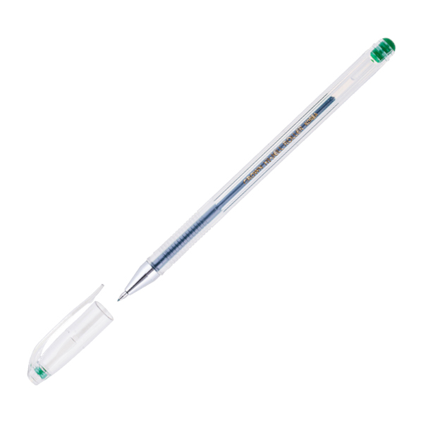 Ручка гелевая 0,5мм, зеленый, прозрач. корп. "Hi-Jell" HJR-500/HJR-500В Crown