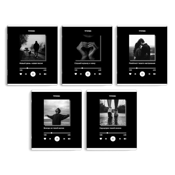 Тетрадь 48л А5+ линейка "Музыка настроения" картон, ассорти 68565 Феникс+