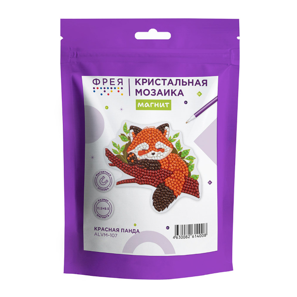 Алмазная мозаика магнит ФРЕЯ 9,5*11,5см "Красная панда" ALVM-017