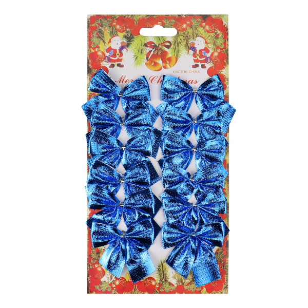Украшение Бант набор 12шт "Яркий праздник" 5,5см, ПВХ синий НУ-5939 Миленд