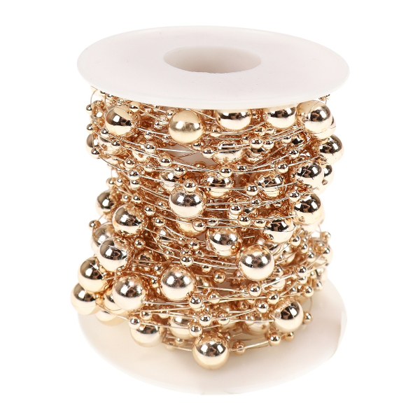 Украшение Бусы "Новогоднее чудо" 8+3мм*10м, пластик, золото НУ-3424 Миленд